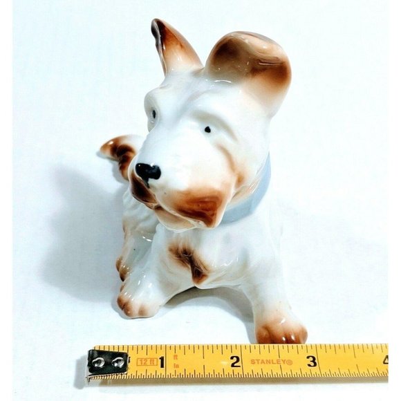 Scottie Dog Porcelain Figurine Brown & White VTG - Picture 6 of 9